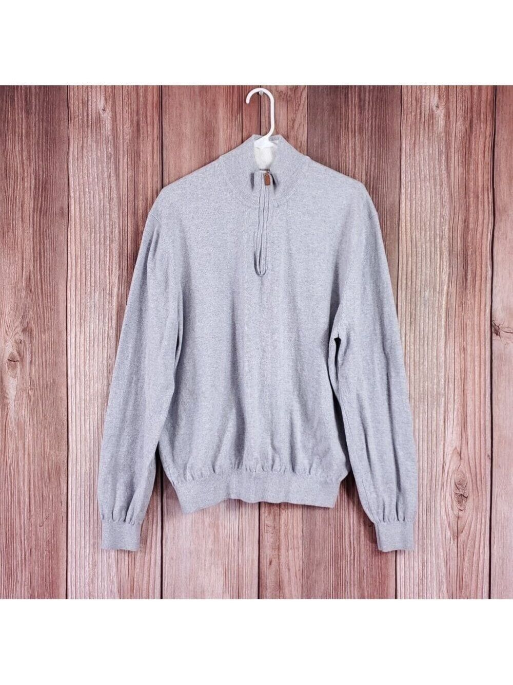 Collars & Co Mens XXXL 3XL 1/4 Zip Pullover Sweater Pure Cotton Gray